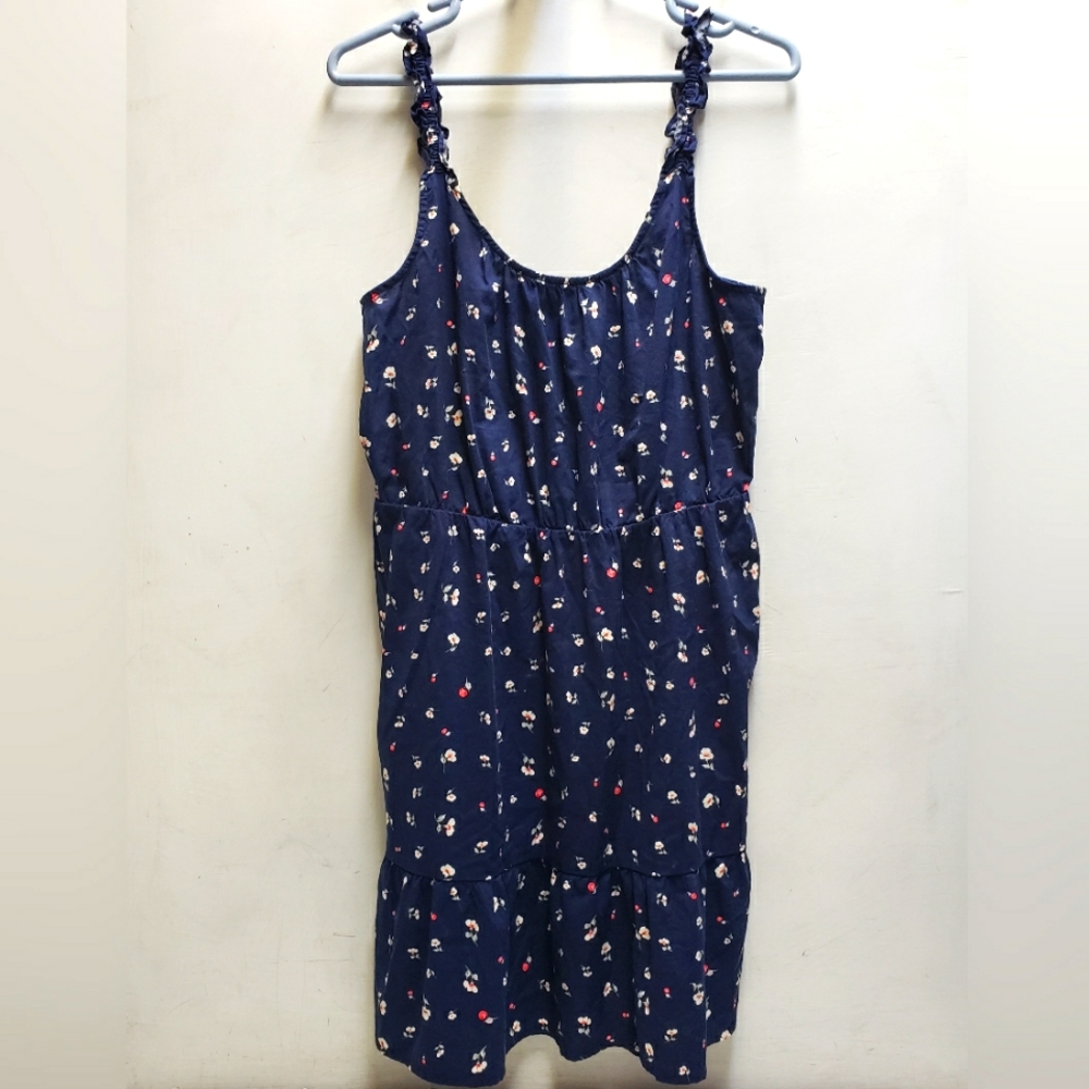 Banana Republic womens medium blue floral print ruffle fit & flare dress